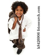 Adorable Preschool Black Girl Child Wearing Father's Suit