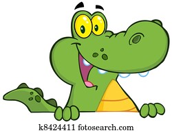 Alligator Or Crocodile Over A Sign Alligator Or Crocodile Over A Sign