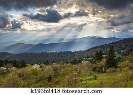 Blue Ridge Parkway Landscape North Carolina Appalachian Mountains evening sunset photography south of Asheville NC