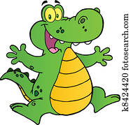 feliz, jacaré, pular