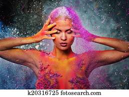 Fragility of a human creature conceptual body art on a woman Fragility of a human creature conceptual body art on a woman