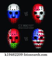 Goalie masks with flags 