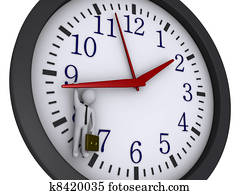 Person hanging from time