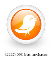 twitter orange glossy web icon on white background twitter orange glossy web icon on white background
