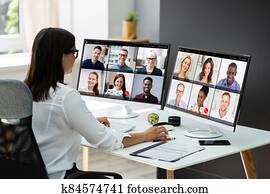 ויעוד של וידאו, webinar, meeting., להסתכל, אונליין