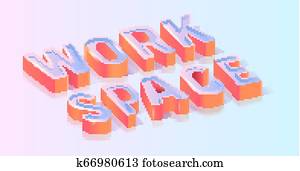 רווח של עבודה, טקסט, כותרת, איזומטרי, וקטור, דפוסית