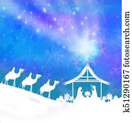 Biblical scene - birth of Jesus in Bethlehem. Biblical scene - birth of Jesus in Bethlehem.