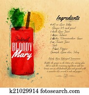 Bloody mary cocktails watercolor kraft Bloody mary cocktails watercolor kraft