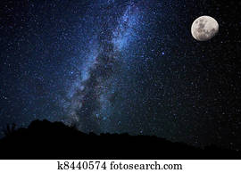 estrelas, em, a, céu noite, meio leitoso, galáxia