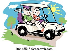 Golf Cart Couple Golf Cart Couple