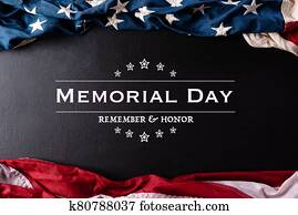 Happy Memorial Day. American flags with the text REMEMBER & HONOR against a black background. May 25.