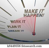 Make it Happen Speedometer Dream Plan Work Achieve Gaol Make it Happen Speedometer Dream Plan Work Achieve Gaol