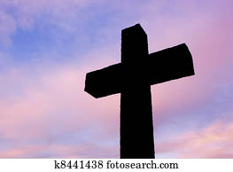 pôr do sol, crucifixos