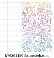 robot,, ufo,, alien,, car,, flugzeug., vektor, pattern., gekritzel, kinder, zeichnung, style., kindergarten, vorschulisch, schule, children. robot,, ufo,, alien,, car,, flugzeug., vektor, pattern., gekritzel, kinder, zeichnung, style., kindergarten, vorschulisch, schule, children.
