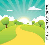 Spring Or Summer Seasons Rural Landscape Spring Or Summer Seasons Rural Landscape