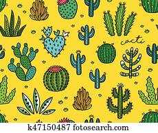 Succulent colorful seamless pattern. Hand drawn vector background Succulent colorful seamless pattern. Hand drawn vector background