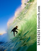 Surfer On Blue Ocean Wave Surfer On Blue Ocean Wave
