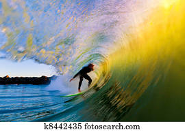 Surfer on Blue Ocean Wave