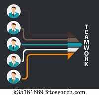 Team Work Flat Concept Vector Illustration Team Work Flat Concept Vector Illustration