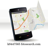 מפה של רחוב, ב, smartphone, נייד, מכשיר