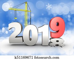 3d, 2019, שנה, עם, מנוף