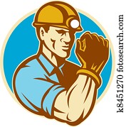 Coal Miner With Clenched Fist Retro Coal Miner With Clenched Fist Retro
