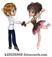 Cute Toon Pink Rose Ballet Pas De Deux Cute Toon Pink Rose Ballet Pas De Deux