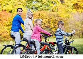 Family on bicycles