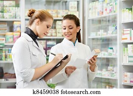 farmácia, químico, mulheres, em, farmácia