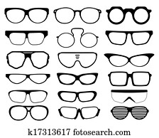 Glasses and Sunglasses silhouettes Glasses and Sunglasses silhouettes