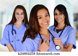 grupo, de, enfermeiras