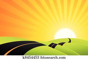 longo, viagem, em, verão, estação