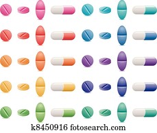 vector set of pills and capsules vector set of pills and capsules