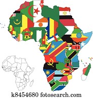 áfrica, continente, bandeira, mapa