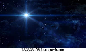 별이 많은, 밤, 파란 별, 십자가, 행성