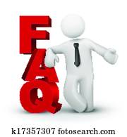 3d, homme affaires, présentation, mot, faq