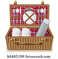 basket for a picnic with tableware basket for a picnic with tableware