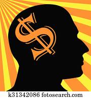 Man silhouette vector. Dollar symbol business concept