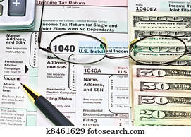 steuerformulare, 1040, und, geld.