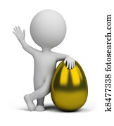 3d, קטן, אנשים, -, ביצה זהובה