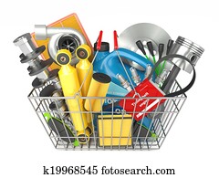 Auto parts store. Automotive basket shop Auto parts store. Automotive basket shop