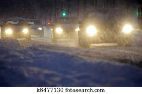 Cars in snowstorm Cars in snowstorm