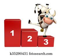 Cow cartoon character with level Cow cartoon character with level