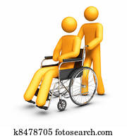fauteuil roulant, -, main aidant