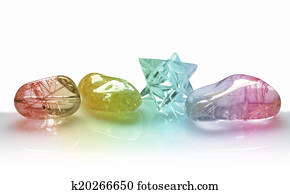 Four Colorful Quartz Crystals Four Colorful Quartz Crystals