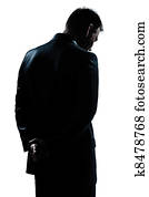 silhouette man portrait backside sad despair lonely