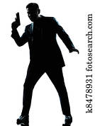 silhouette man spy holding gun