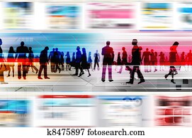 Virtual people doing business inside the virtual world of internet. Illustrated with flashing website, and hitech elements of design. Virtual people doing business inside the virtual world of internet. Illustrated with flashing website, and hitech elements of design.