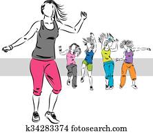 zumba dancers group illustration D zumba dancers group illustration D