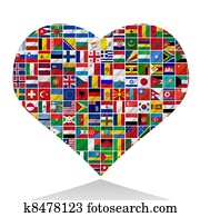 עולם, דגלים, עם, לב